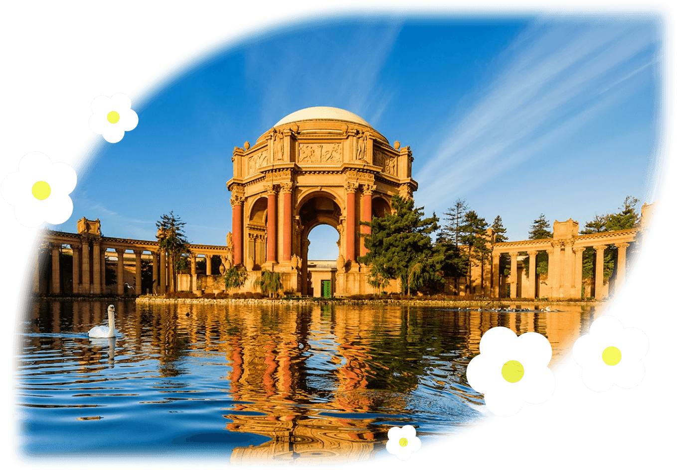The Palace of Fine Arts reflected in its lagoon